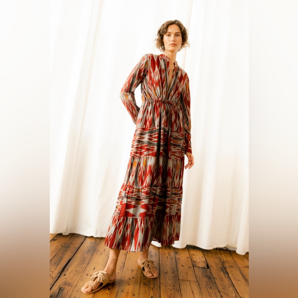 Guadalupe Designs Rambagh Ikat‎ Dress Red Size M